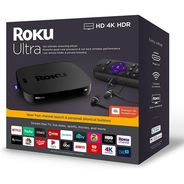 Reproductor multimedia en streaming Roku Ultra 4670RW 4K HDR con auriculares JBL