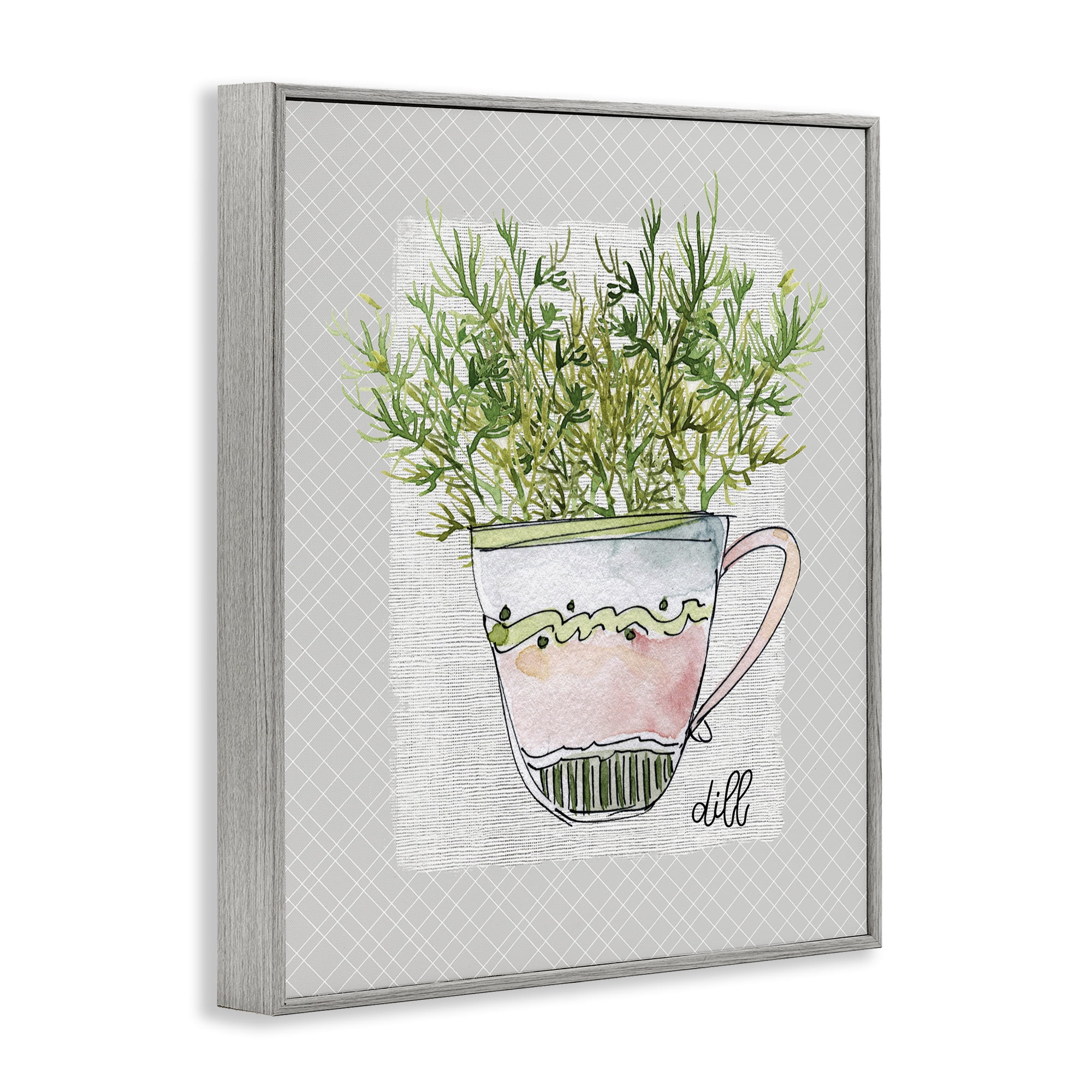 Stupell Industries Dill Herb Mug Gray Framed Giclee Art, design by Livi Finn