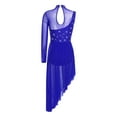 thumbnail image 5 of Doomiva Women Shiny Lyrical Dance Dress Asymmetric Figure Skating Dress Modern Contemporary Dancewear Blue L, 5 of 8