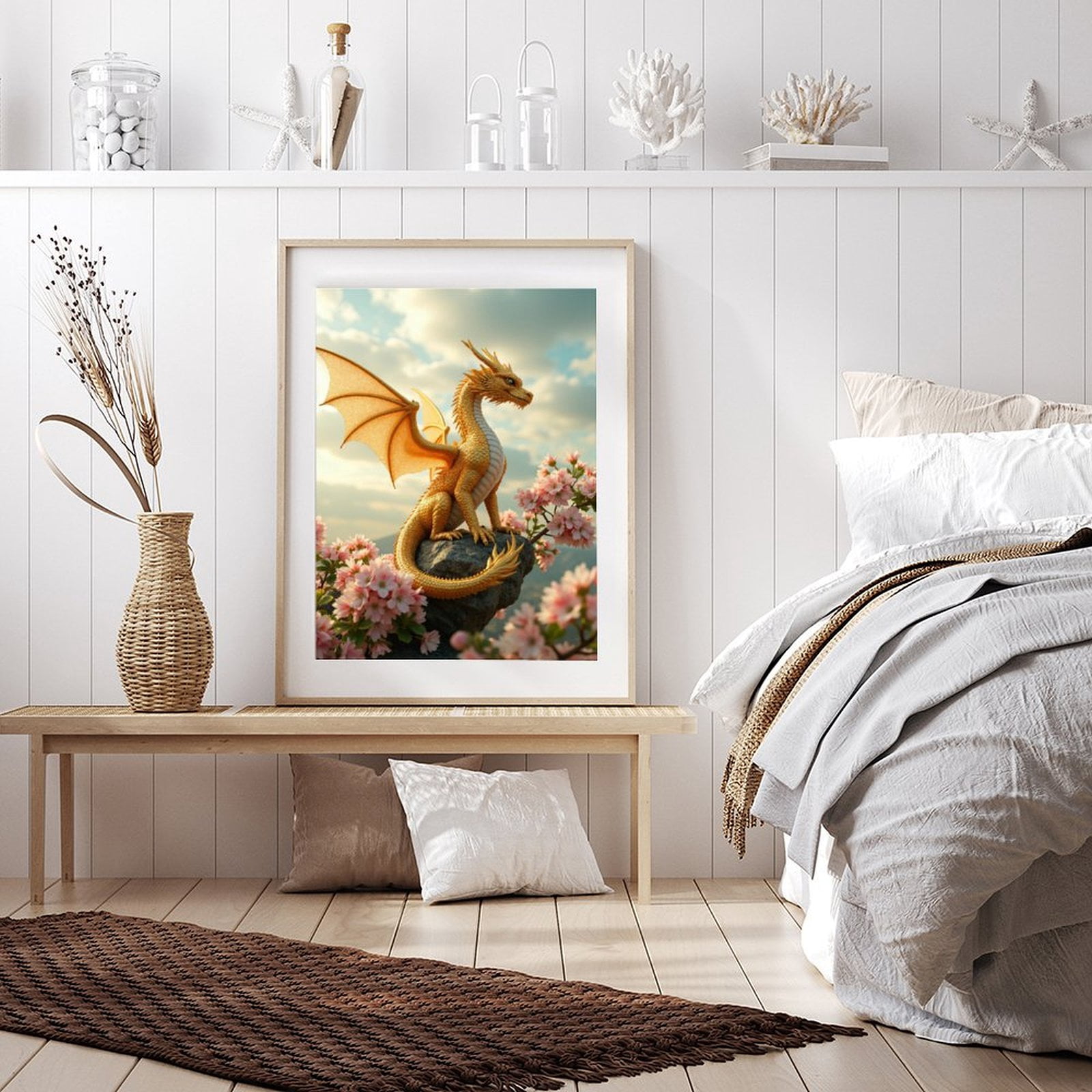 Diamond Art Kits for Adults - 5d Golden Dragon Among Blossoms Diamond Painting for Adults, Diamond Art for Adults Beginners, Diamond Painting Kits for Adults for Home Wall Decor