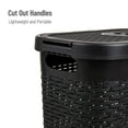thumbnail image 5 of Mind Reader 40L Slim Laundry Hamper, Clothes Basket, Lid, Wicker Design, Plastic, 18"L x 10.4"W x 23.5"H, Set of 2, Black, 5 of 8