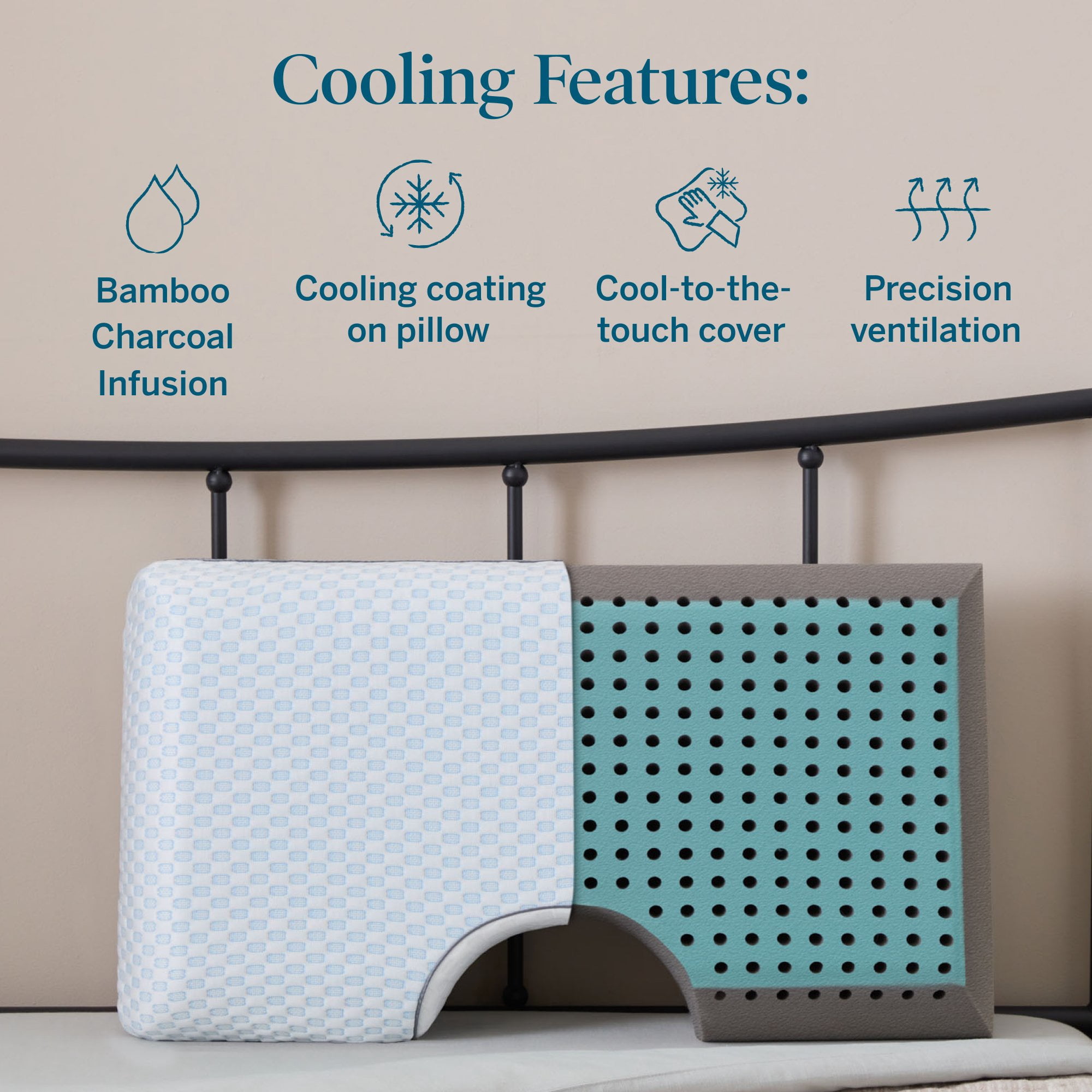 Lucid Shoulder Cutout Cooling Charcoal Gel Memory Foam Pillow, Queen