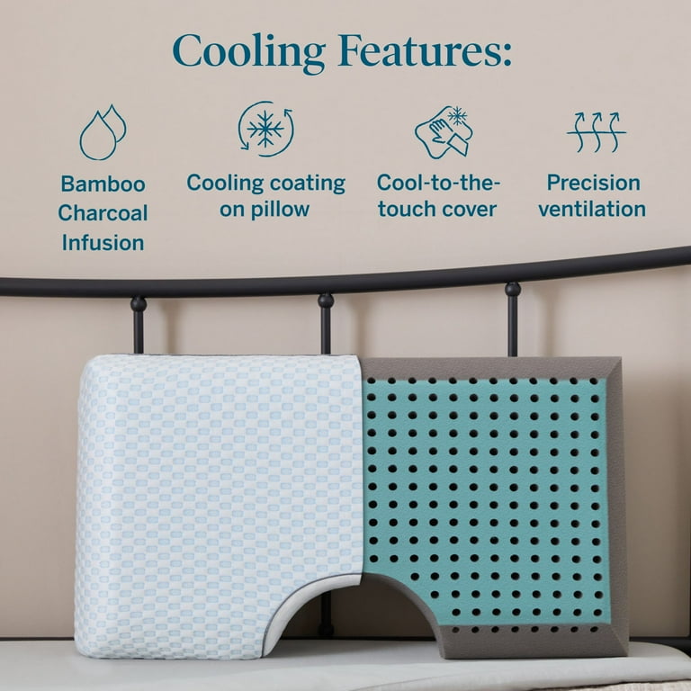 Lucid Shoulder Cutout Cooling Charcoal Gel Memory Foam Pillow Queen