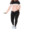 thumbnail image 2 of Two Piece Sets for Women Sweatsuit Long Sleeve Pullover Sweatshirt with Pockets Ladies Loose Tight Sweatpants Floral Print Casual Co Ord Sets Loungewear Sportswear Going Out Fall Outfits Pink XXL, 2 of 6
