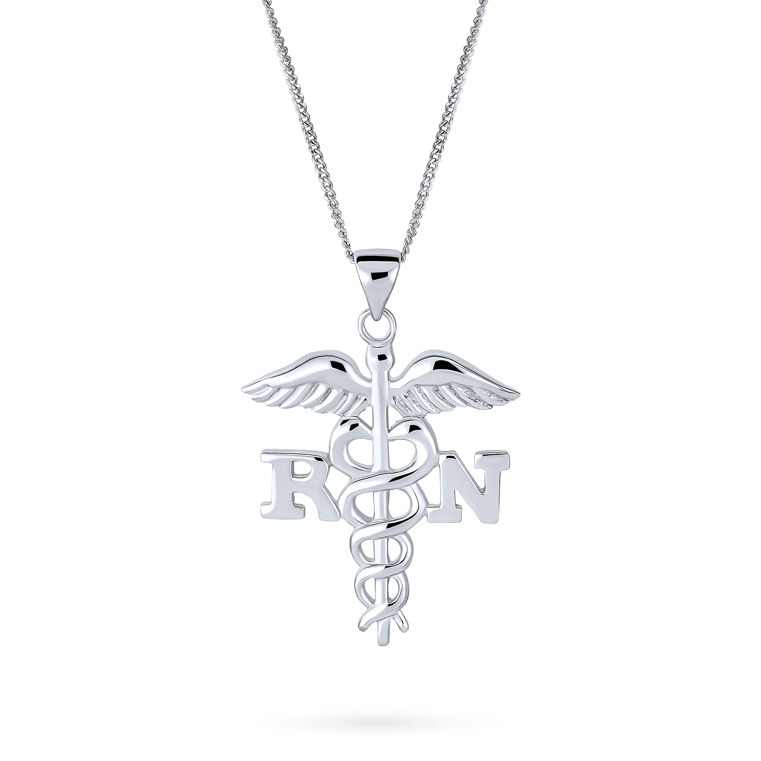 Caduceus Medical Symbol  .925 Silver Necklace
