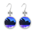 thumbnail image 1 of Australia Sydney Opera House Outline Bow Earrings Drop Stud Pierced Hook, 1 of 3