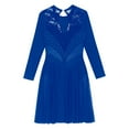 thumbnail image 6 of YONGHS Women's Rhinestone Lyrical Dance Dress Long Sleeve Sheer Mesh Contemporary Dance Costume Blue M, 6 of 7