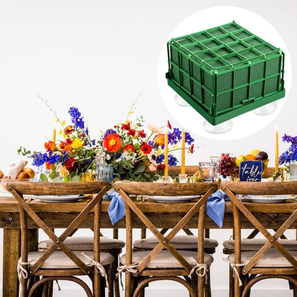 Hzzsbu 4Pcs Floral Foam Blocks Floral Foam Cage for Flower Arranging Dry Florist Foam Bricks, Flower Arranging Foam for Wedding Party, Home Garden Decoration
