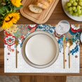 thumbnail image 4 of Bohemian Floral Placemats Set of 6, Retro Abstract Flowers Boho Ethnic Placemats for Dining Table, Place Mats for Kitchen Tabletop, Waterproof Wipeable Dining Table Mats Set, 4 of 9