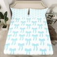 thumbnail image 2 of jejeloiu Cartoon Bow Knot Bed Sheets,Blue Kawaii Bowtie King Sheets For Girl 4pcs, 2 of 7