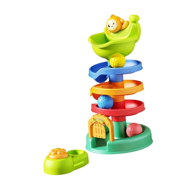 Juguete de pelota, torre giratoria, regalo de actividad, lanzador de pelotas, rampa de carreras de pelotas para Pascua, Navidad, bebés y niños.
