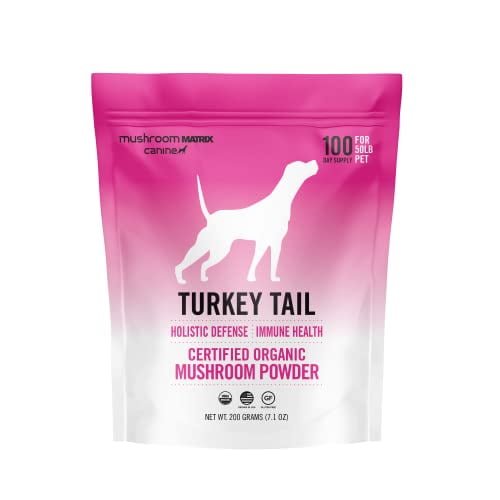 Om Mushroom Matrix Pet - Canine | Turkey Tail | USA Grown Human-Grade Organic Mushroom Powder Pet Supplement | Immunity Support &amp; Holistic Defense for Dogs &amp; Cats | 200 Grams, 7.1