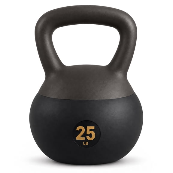 Fitvids Soft Kettlebell with Ergonomic Grip, Iron & Sand Filled Hand Weights, 25 LB, Black
