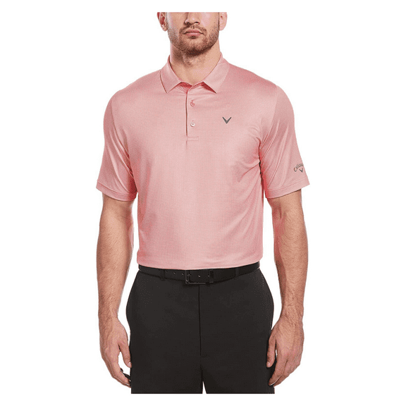 Callaway, Men's Short Sleeve Golf Polo Shirt, Coral, Small