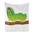 thumbnail image 1 of Caterpillar Soft Flannel Fleece Blanket, Green Bug with a Cap Walking on a Branch Baby Animal Illustration, Cozy Plush for Indoor and Outdoor Use, 60" x 80", Apple Green Brown Orange, by Ambesonne, 1 of 6