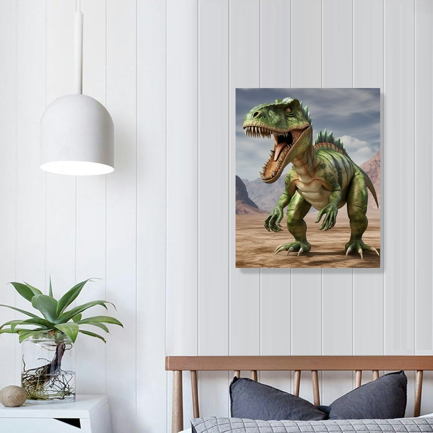 JRXY  Boy Room Dinosaur Framed Wall Art Posters, Brachiosaurus Tyrannosaurus Triceratops Pterosaurs Teen Room Wall Décor, for Kids Bedroom, Nursery Bedroom 16x20 in