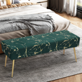 thumbnail image 4 of MoNiBloom Marbling Velvet Ottoman Bench Upholstered Bench with Padded Seat, Footrest Foot Stool with Golden Metal Legs for Bedroom Living Room Entryway, Green, 4 of 8