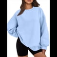 thumbnail image 1 of Sudadera con Capucha de Gran Tamaño para Mujer, Suéteres de Larga con Cuello Redondo de , Conjuntos Cómodos de Moda de Otoño. Azul XL, 1 of 9