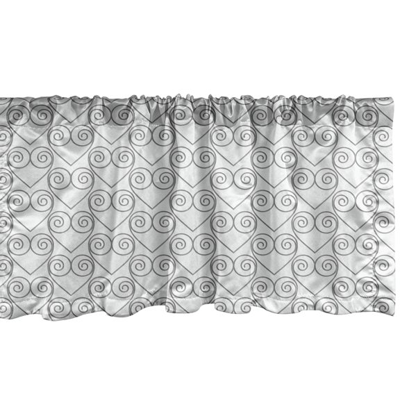 Ambesonne Retro Valance Pack of 2, Romantic Heart Shaped Swirls, 54"X18", Coconut Grey