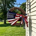thumbnail image 5 of AZXY 4th of July Patriotic Grapevine Wreath with Vintage American Flag Fabric Bow, for Front Porch & Garden, Ideal as Handcrafted Farmhouse-Style Patriotic Decor, 5 of 6