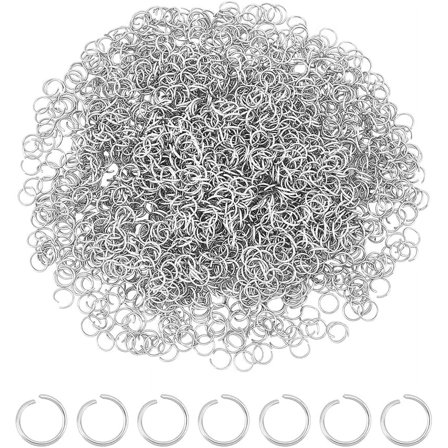 1000Pcs 5mm Jump Rings 24 Gauge Stainless Steel Open Jump Rings Round Ring Jewelry Accessories for DIY Bracelet Earring Jewelry Making Necklace Repair Gray
