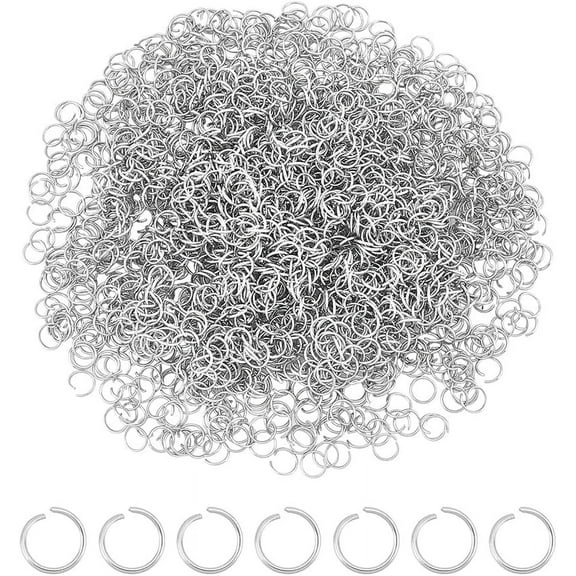 1000Pcs 5mm Jump Rings 24 Gauge Stainless Steel Open Jump Rings Round Ring Jewelry Accessories for DIY Bracelet Earring Jewelry Making Necklace Repair Gray