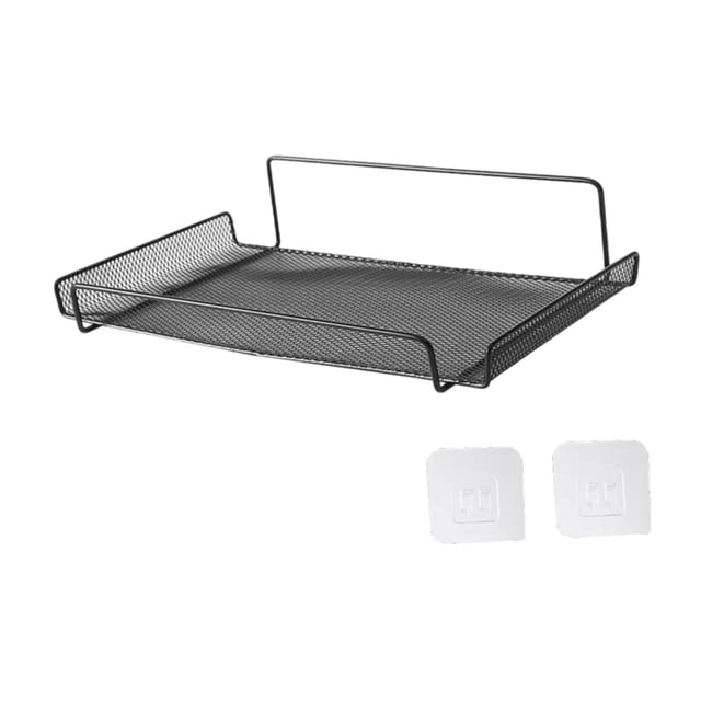 Estante de pared para enrutador, piezas de instalación de hierro sin daños, estante de montaje en pared, estante flotante para reproductor de DVD y Negro