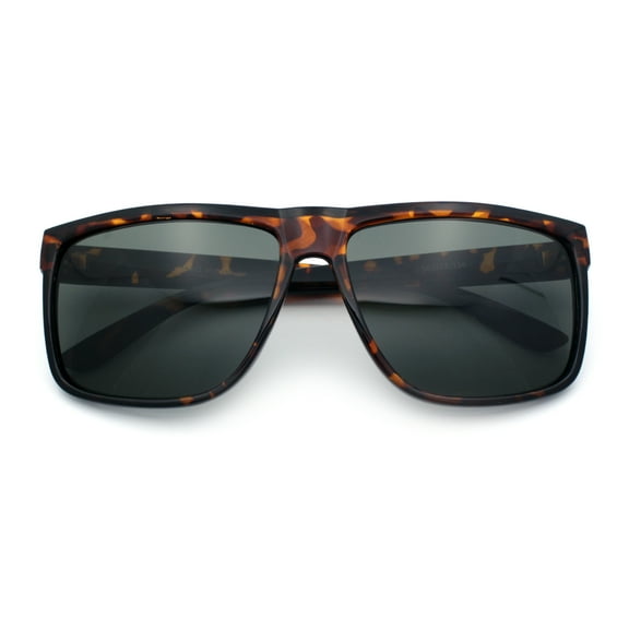 SA106 Men's Classic Temper Glass Lens Oversize Horn Rim Sport Sunglasses, Black