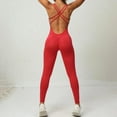 thumbnail image 4 of WMTBSRSW Workout Jumpsuits for Women Tummy Control Backless Cross Strap One Piece Workout Bodysuit Yoga Pilates Outfits, 4 of 5