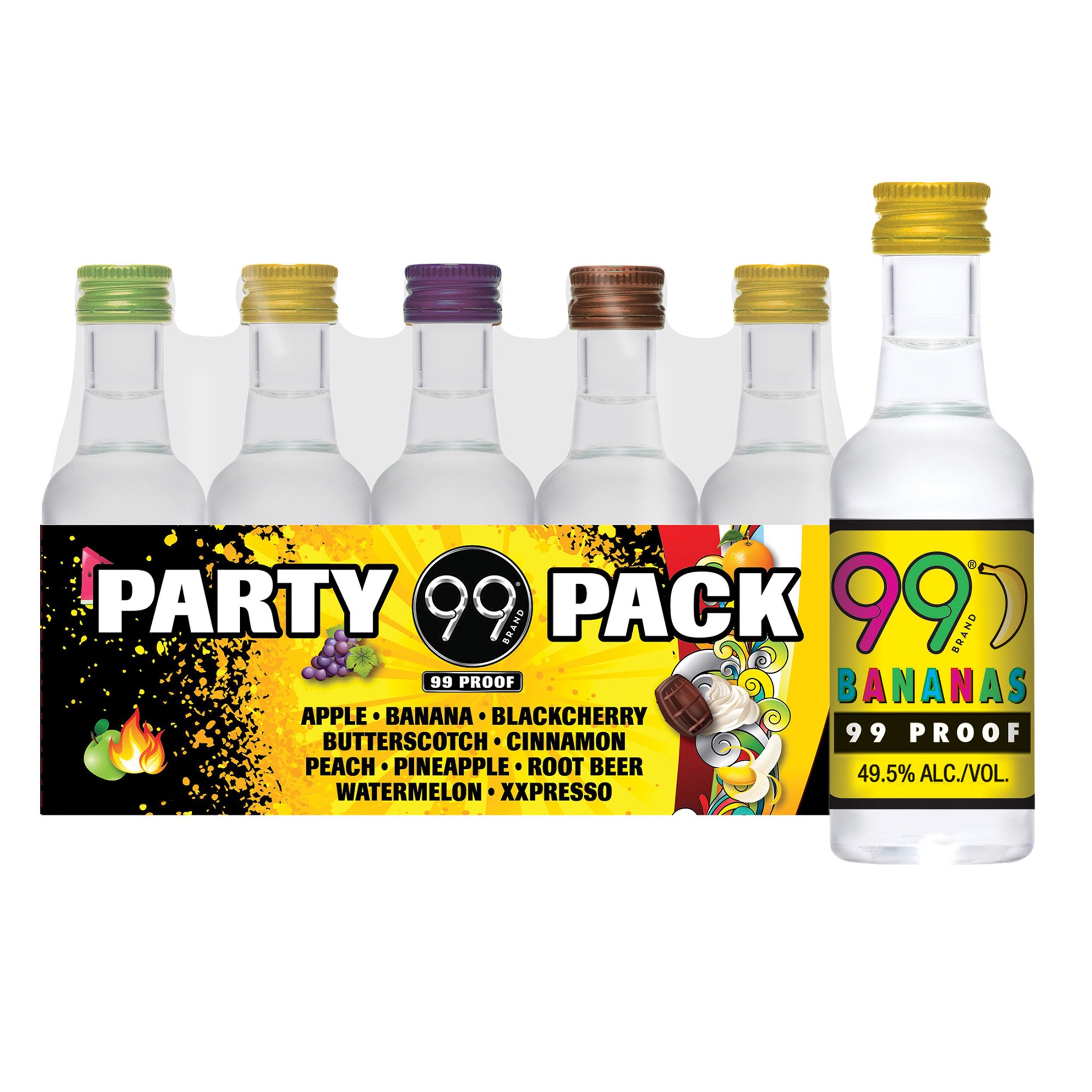 99 Brand Liqueur Party Pack, 50ml Bottles, 10 Count, 49.5% Alcohol