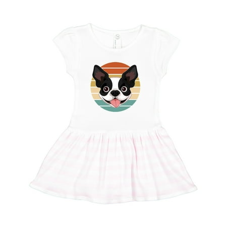 

Inktastic Boston Terrier Dog Retro Sunset Gift Toddler Girl Dress