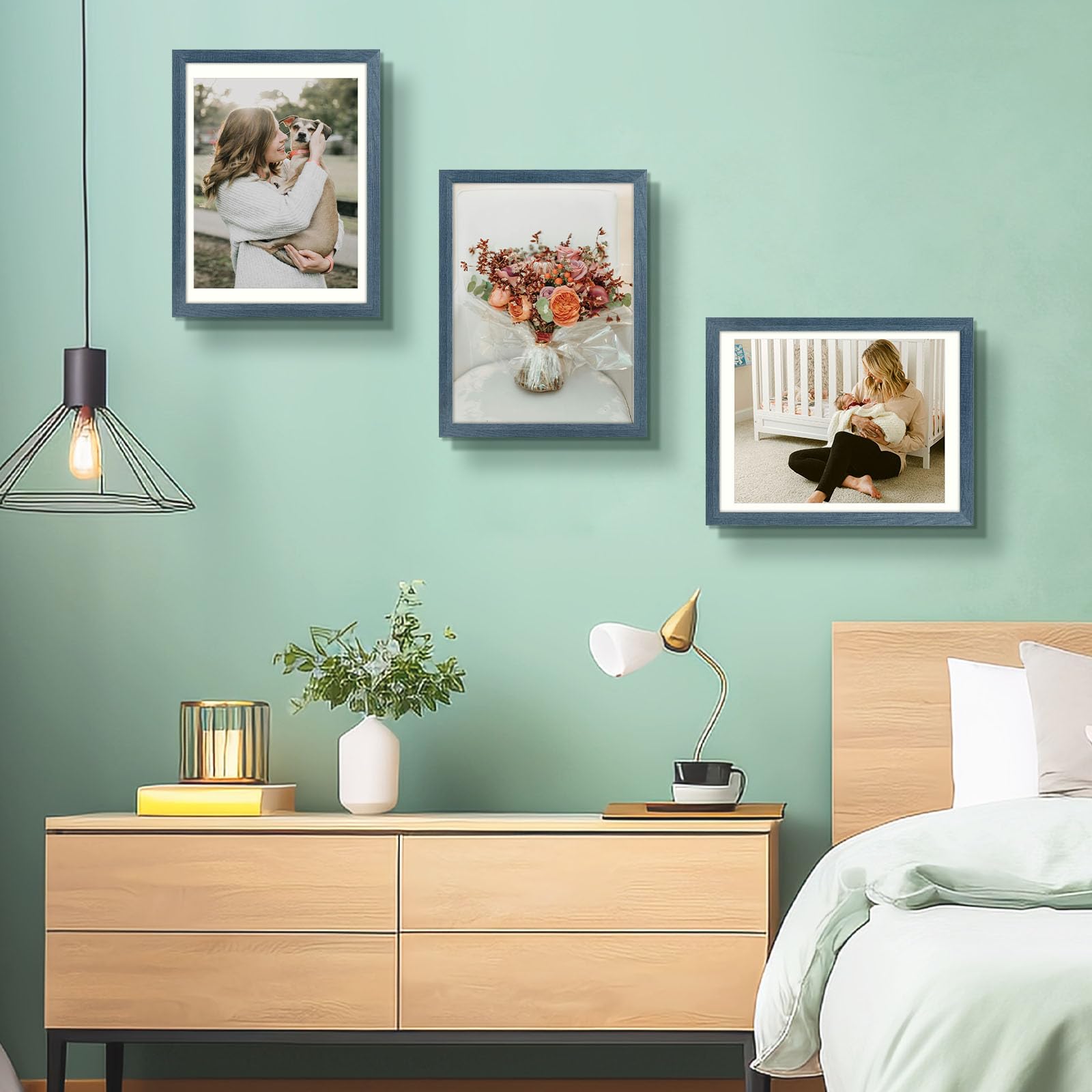 Golden State Art 1-Opening 12 x 16 Inch Matted to 11 x 14 Inch Wall Mounting Picture Frames, Blue, 1 Pack