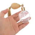 thumbnail image 2 of BRIGHTFUFU Pequeña botella de Perfume de cristal transparente con bomba atomizadora de borlas largas doradas, botellas de vidrio recargables Vintage para herramienta de maquillaje, 2 of 8
