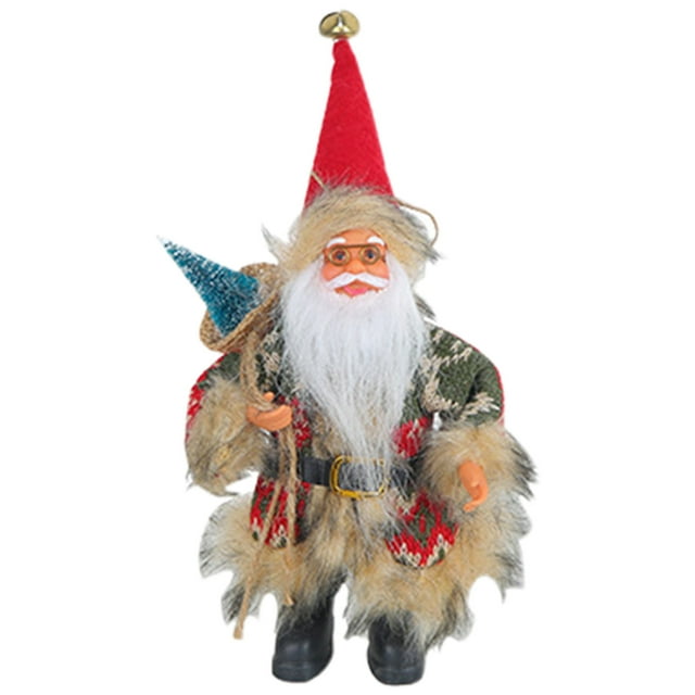 Santa Figurines Standing Santa Statue Miniature Collection Hanging Santa Pendant for Christmas Tree Fireplace Tabletop Centerpieces