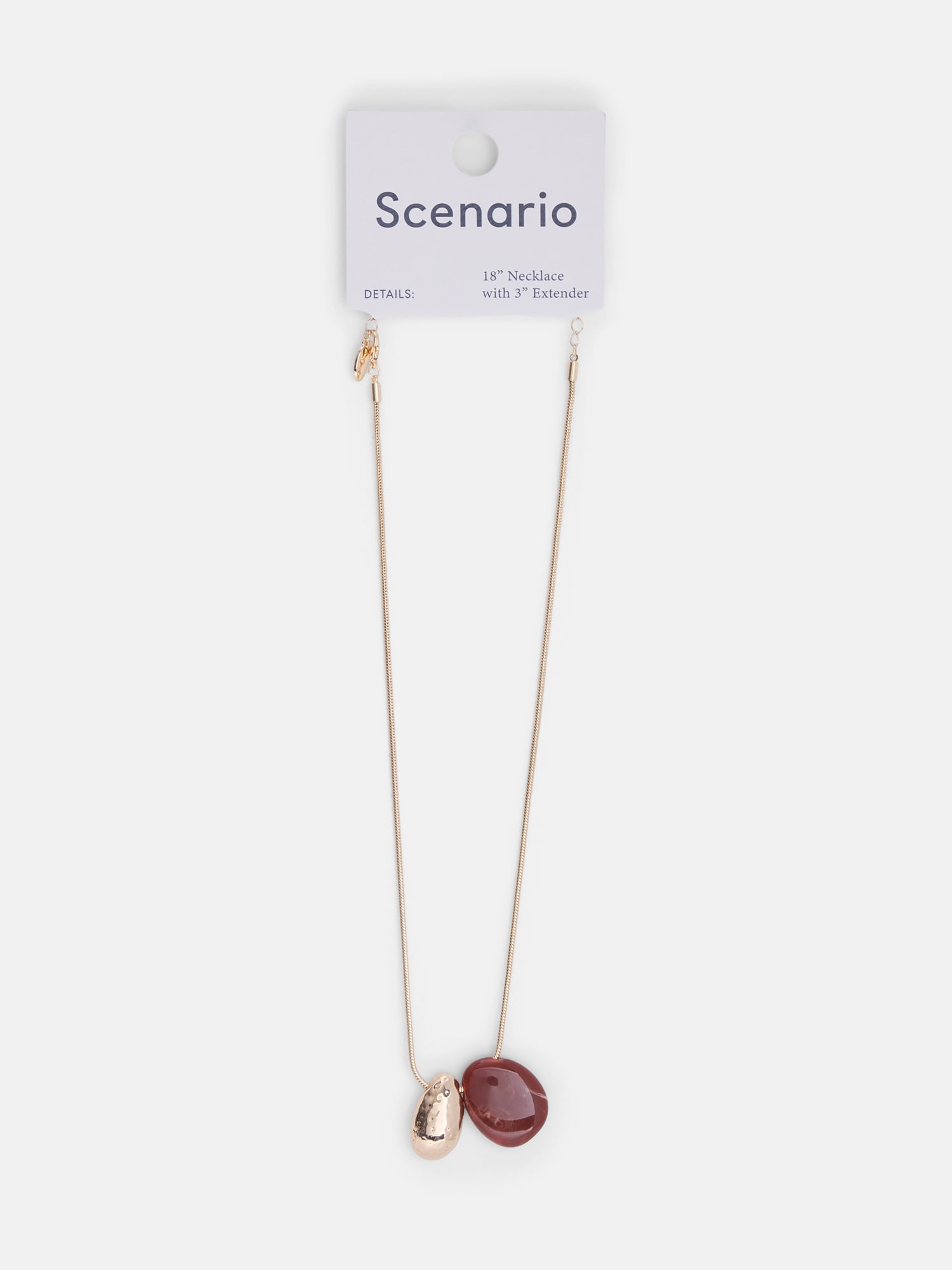 Scenario Women's Gold-Tone Necklace with Resin Teardrop