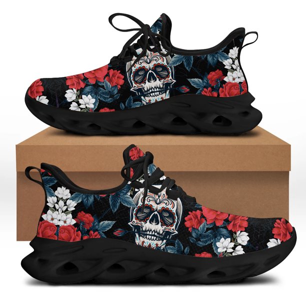 Zapatos planos de primavera para hombre, diseño de calavera punk, zapatillas informales para hombre, calzado con cordones para caminar de verano para niños