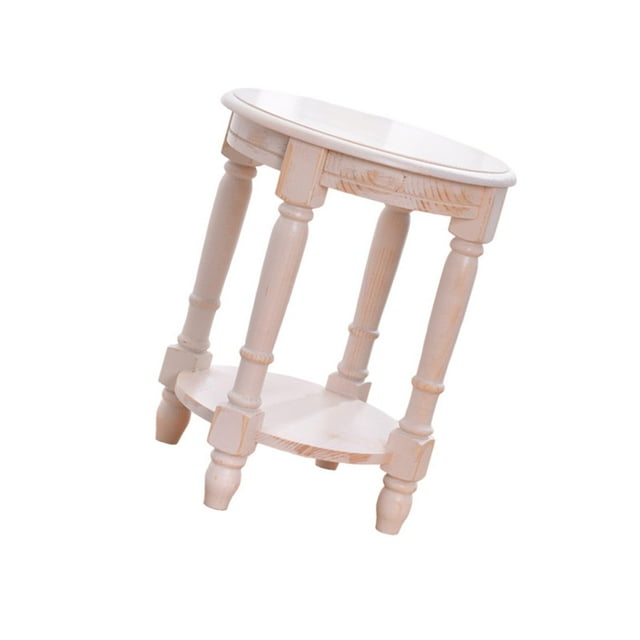 tamizeot Plant Holder Wooden Stool Planter Rack Pedestal Riser Flowerpot Holder Garden Display Crafts White 25x20cm