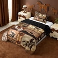 thumbnail image 2 of Erosebridal Retro Bohemian Aztec Geometric Twin Comforter Sets,Western Cowboy Rustic Cowhide Bedding Set For Men,Reversible Black,2 Pieces, 2 of 7