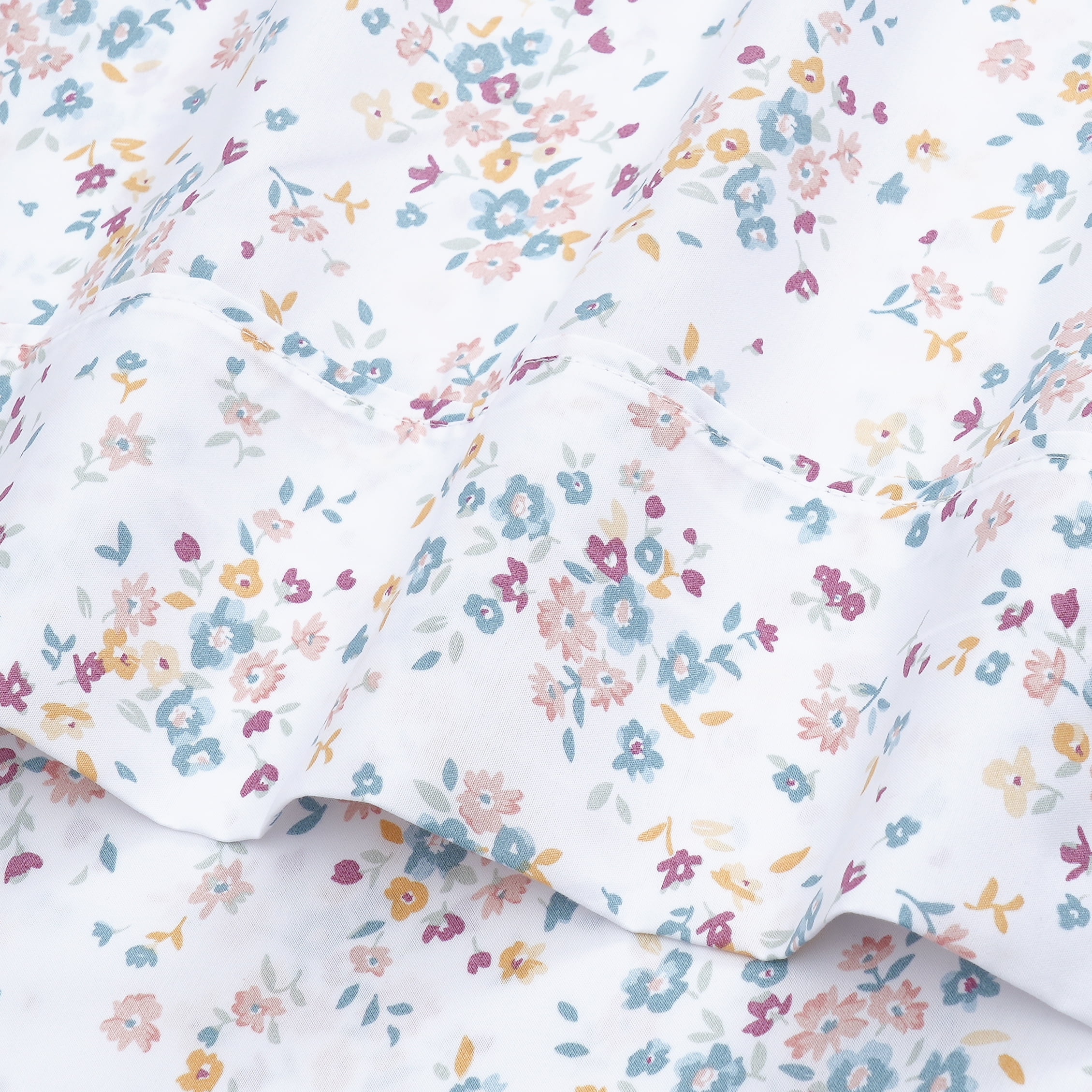 Mainstays Super Soft Brushed Microfiber Bed Sheet Set, White Floral, Twin-XL, 3 Piece