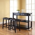 thumbnail image 2 of Crosley Black Granite Top Kitchen Cart with Saddle Stools in Black, 2 of 5