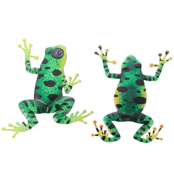 IFANLANDOR 2Pcs Frog Wall Hangings Green Iron for Home Decoration 11.8x6.7in