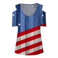 thumbnail image 4 of IROINNID 4th of July T-Shirt For Women Fashion Summer Casual Strapless Blouse Top V-Neck Women Tops Independence Day, 4 of 5