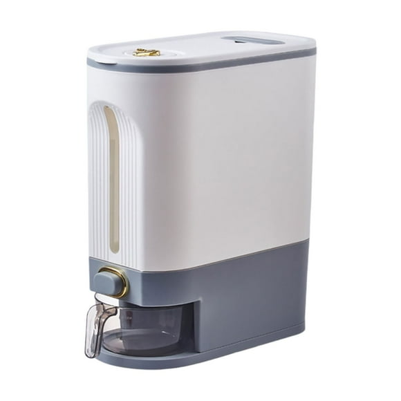 Large Capacity Kitchen Rice Dispenser with Sealed Lid and Measuring Cup for Dry Food Grain Storage