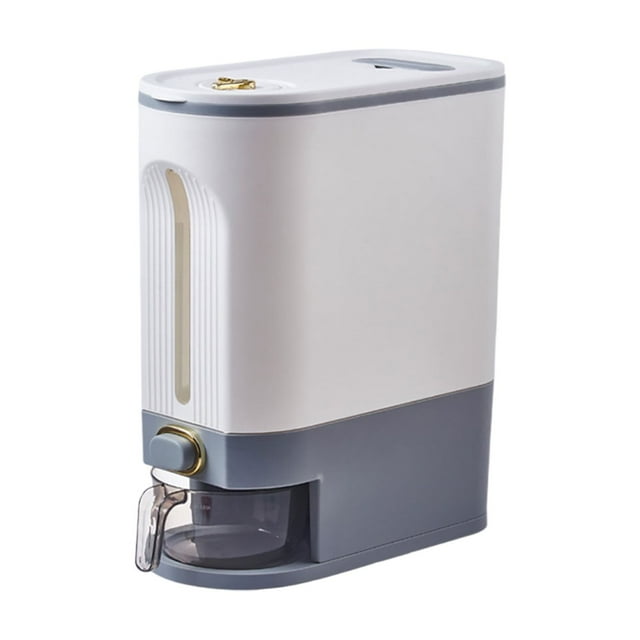 Distributeur de Riz Contenants à Céréales Rangement Étanche Distributeur de Céréales avec Couvercle avec Tasse à Mesurer et Cadran Design Clair et Visible pour Maïs Grains de Soya Aliments Secs Pâtes Contenant de Rangement Préparation de Repas