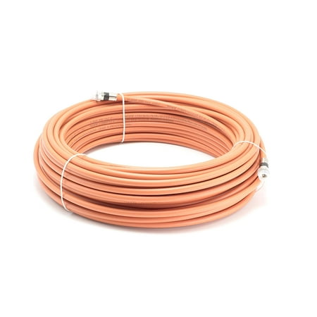 200 Feet (60 Meter) - Direct Burial Coaxial Cable 75 Ohm RF RG6 Coax Cable with Rubber Boots - Outdoor Connectors - Orange - Solid Copper Core - Designed Waterproof and can Be Buried