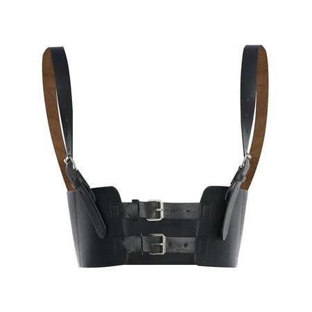 

LisenraIn Women Black PU Elastic Waist Belt Wide Tie Up Corset Waspie Belt