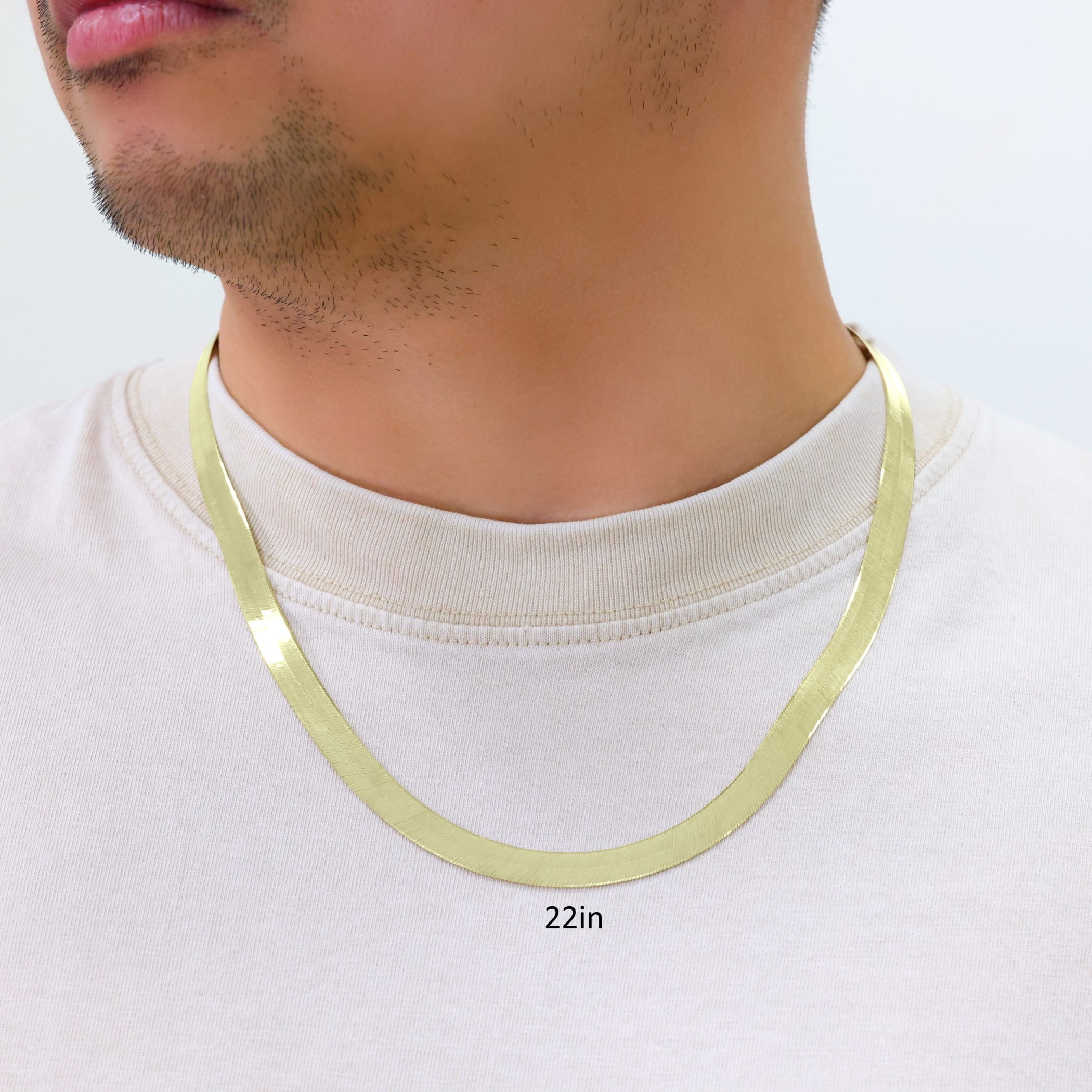 Nuragold 10k Real Yellow Gold Solid Herringbone Flexible 8mm Chain Necklace (16"-24") Italian Jewelry for Men & Women