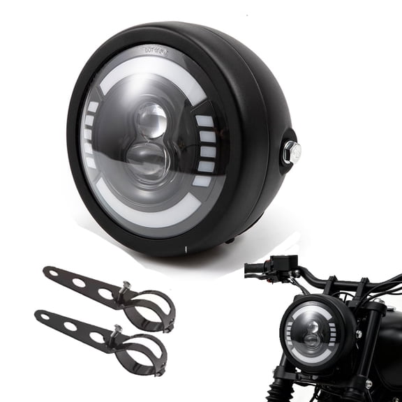 evomosa 5.75 inch Headlight for Motorcycle, 5.75" Round LED Motorcycle Headlight DOT Approved Headlamp High Low Beam for Cafe Racer E-bike Bobber Chopper