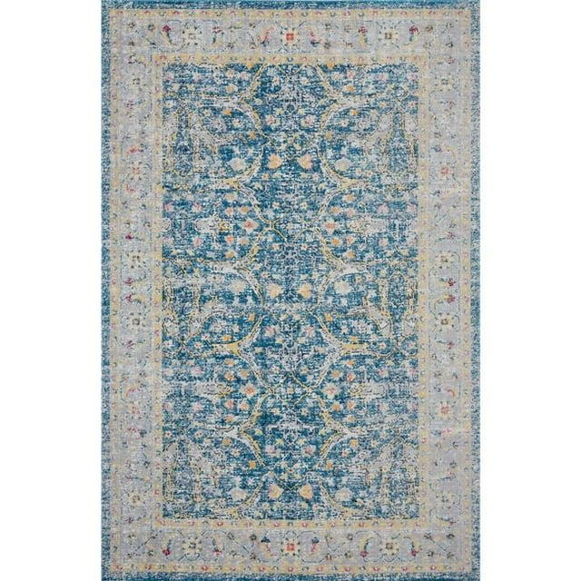 LR Resources ANTIQ81455BLM2040 Zone de Rêve Bleu Botanique Rug&44; Bleu & Crème