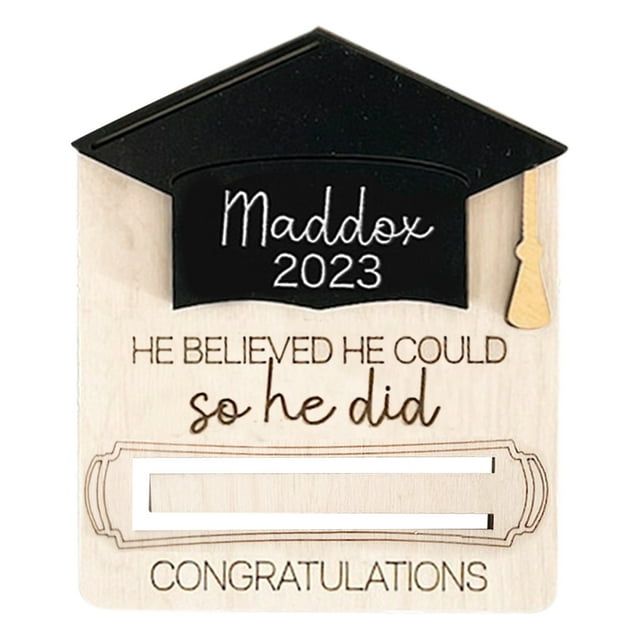 Fiudx Cartera de Madera para Graduación, Adorno para Tarta con Forma de Dinero, Regalo de Graduación Personalizado, Celebración de Secundaria o Universidad, Práctica Bandeja de Almacenamiento, Regalo